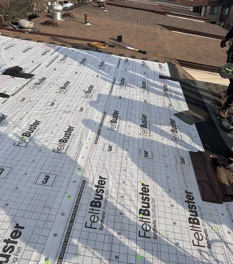 Brown metal standing seam roof installed in Millersville, MD.
