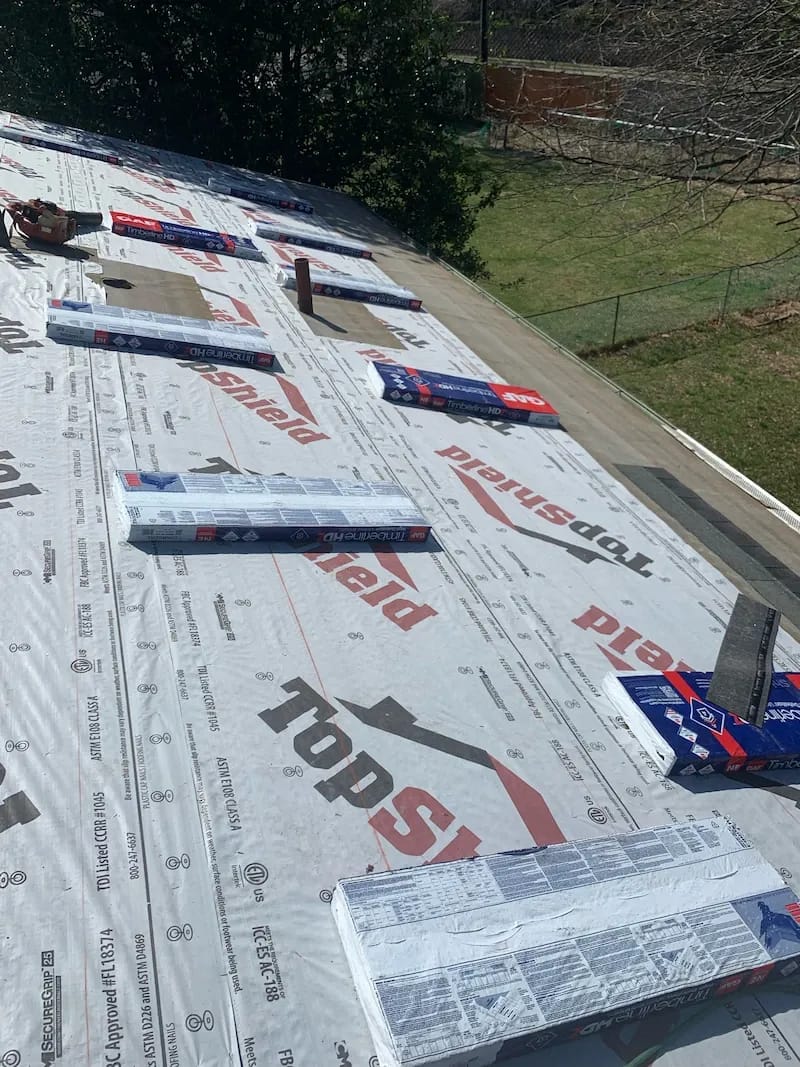 Brown metal standing seam roof installed in Millersville, MD.