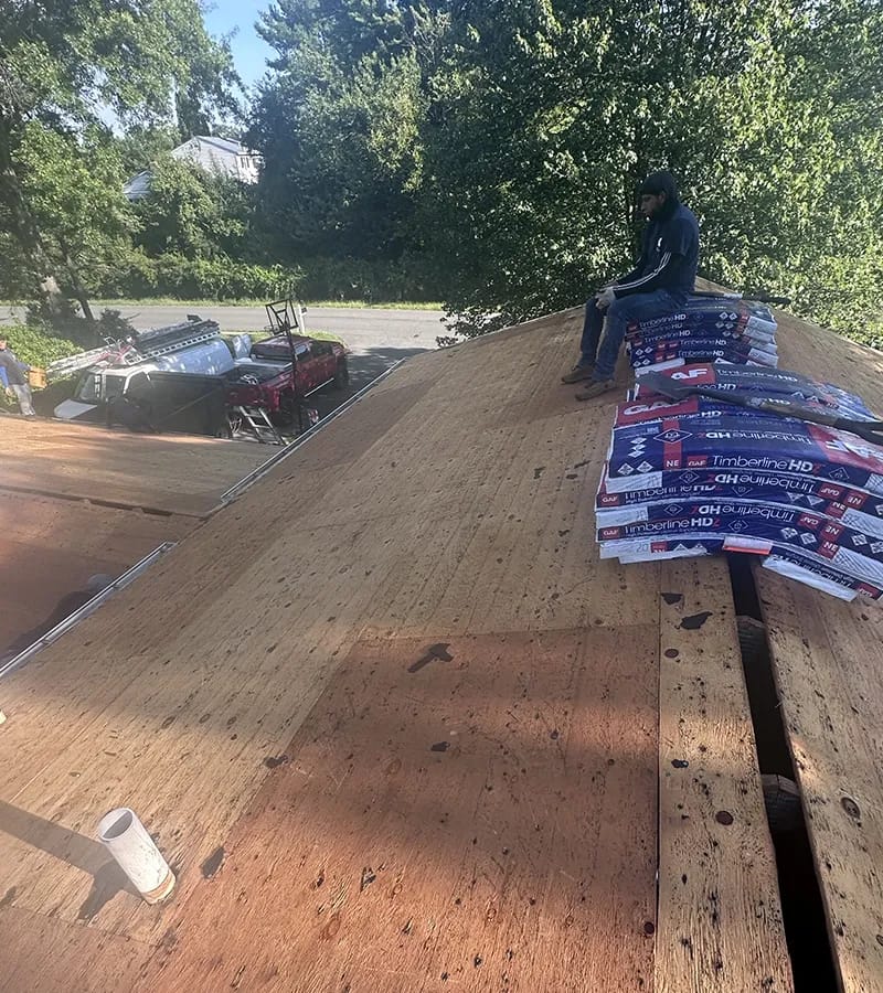 Brown metal standing seam roof installed in Millersville, MD.