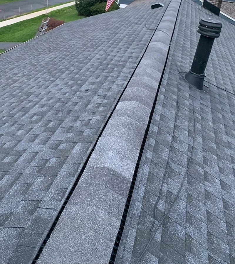 Brown metal standing seam roof installed in Millersville, MD.