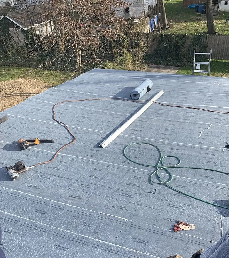 Brown metal standing seam roof installed in Millersville, MD.