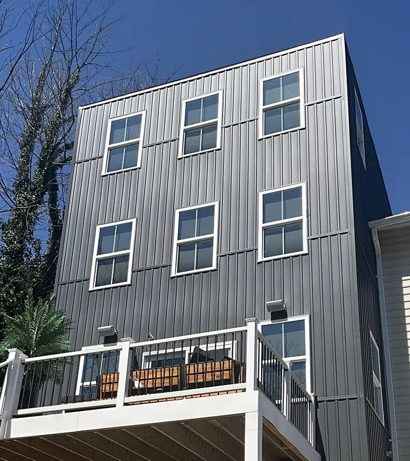 Brown metal standing seam roof installed in Millersville, MD.
