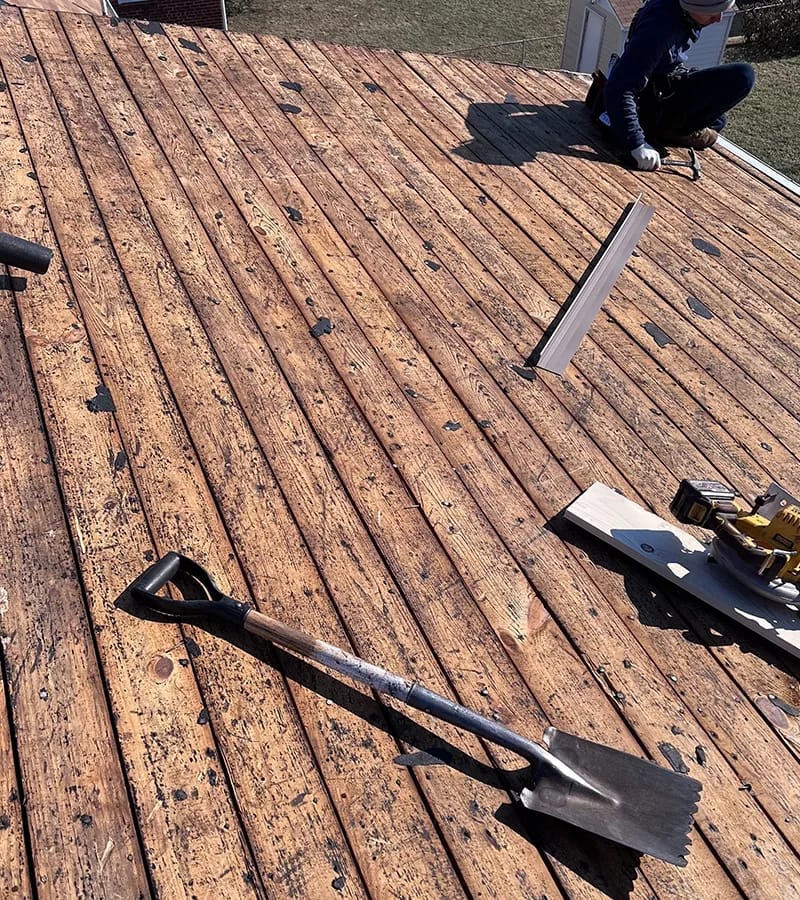 Brown metal standing seam roof installed in Millersville, MD.