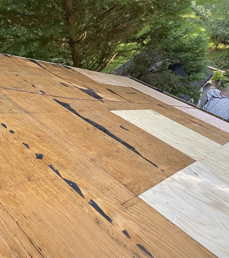 Brown metal standing seam roof installed in Millersville, MD.