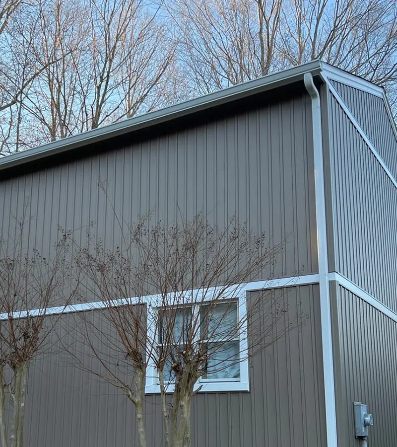 Brown metal standing seam roof installed in Millersville, MD.