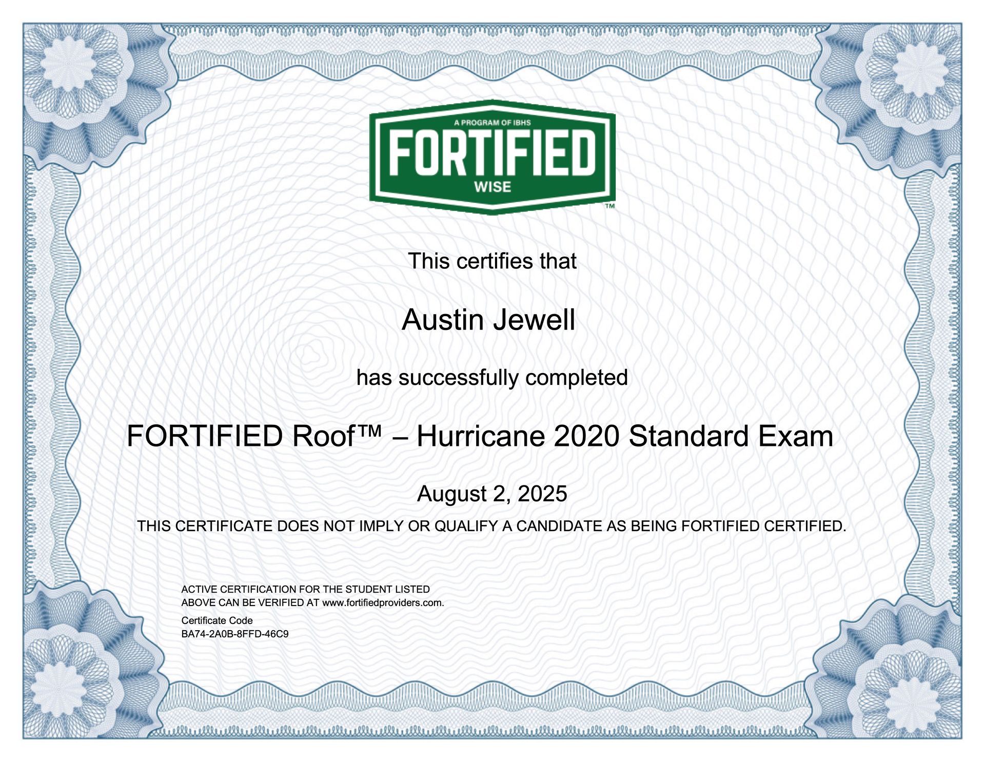 2026 Fortified Roofing Certification for Capitol Improvements