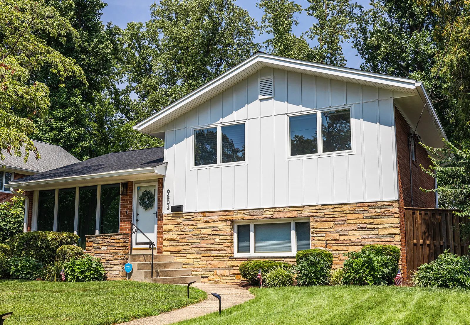 James Hardie Arctic White Board and Batten siding. 